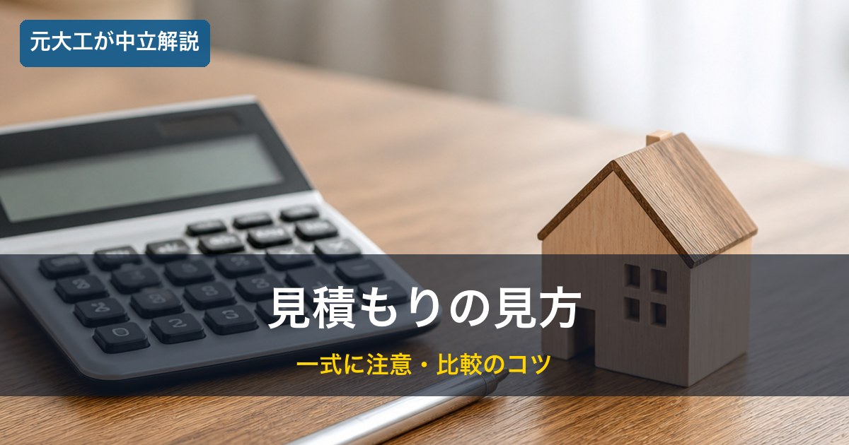電卓と家の模型／リフォーム見積もりの見方のイメージ