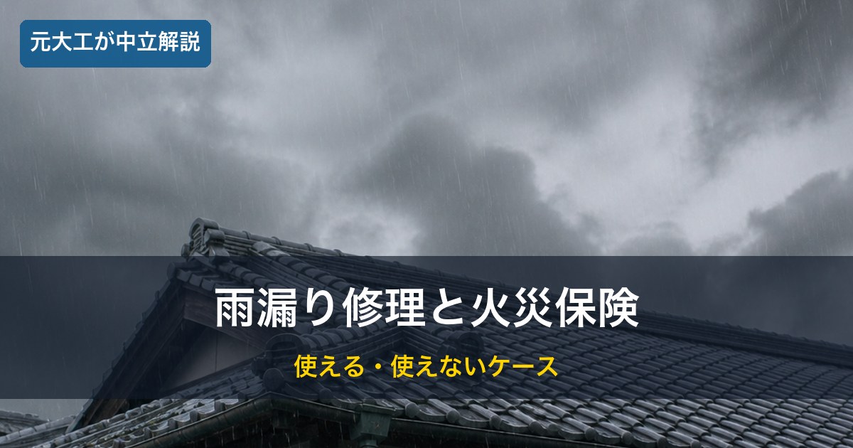 雨天の屋根／雨漏り修理と火災保険のイメージ