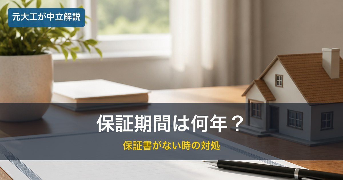保証書と家の模型のある机／リフォームの保証期間のイメージ