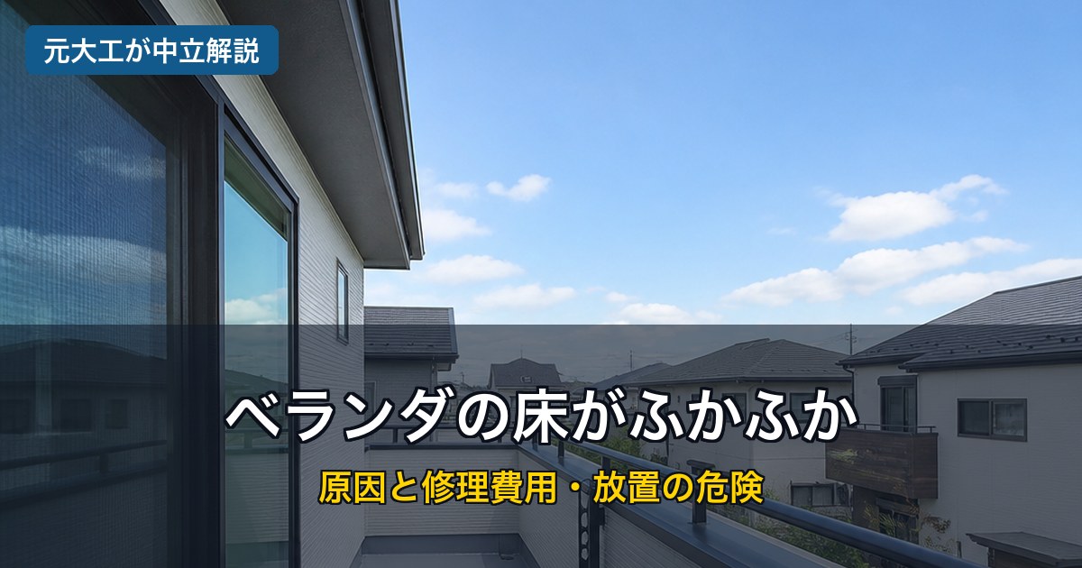 ベランダの床がふかふかする原因と修理費用・放置の危険を元大工が中立解説